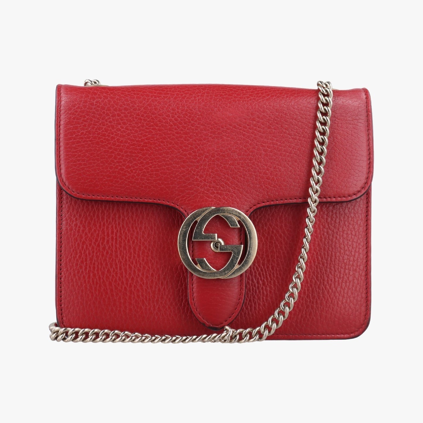 GUCCI Interlocking G Red Leather Shoulder Bag 510304G026579104
