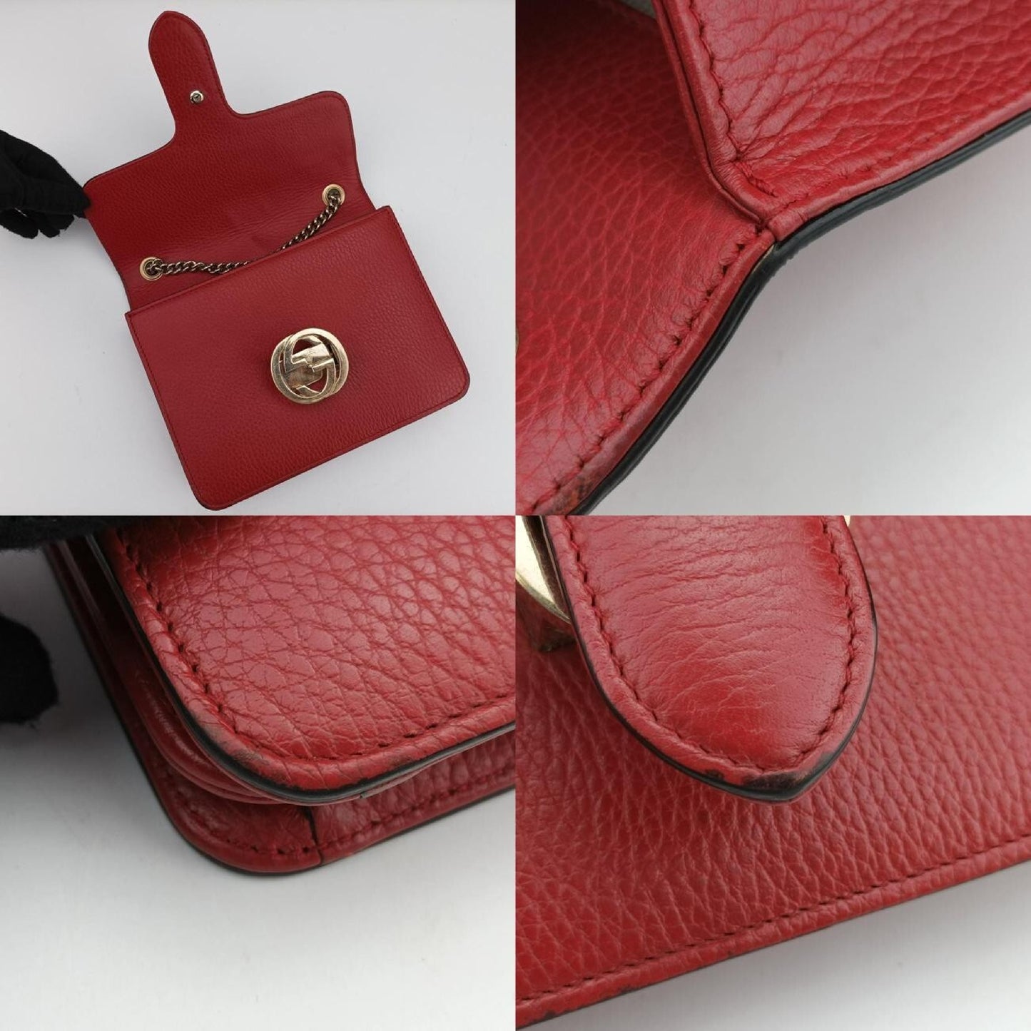 GUCCI Interlocking G Red Leather Shoulder Bag 510304G026579104