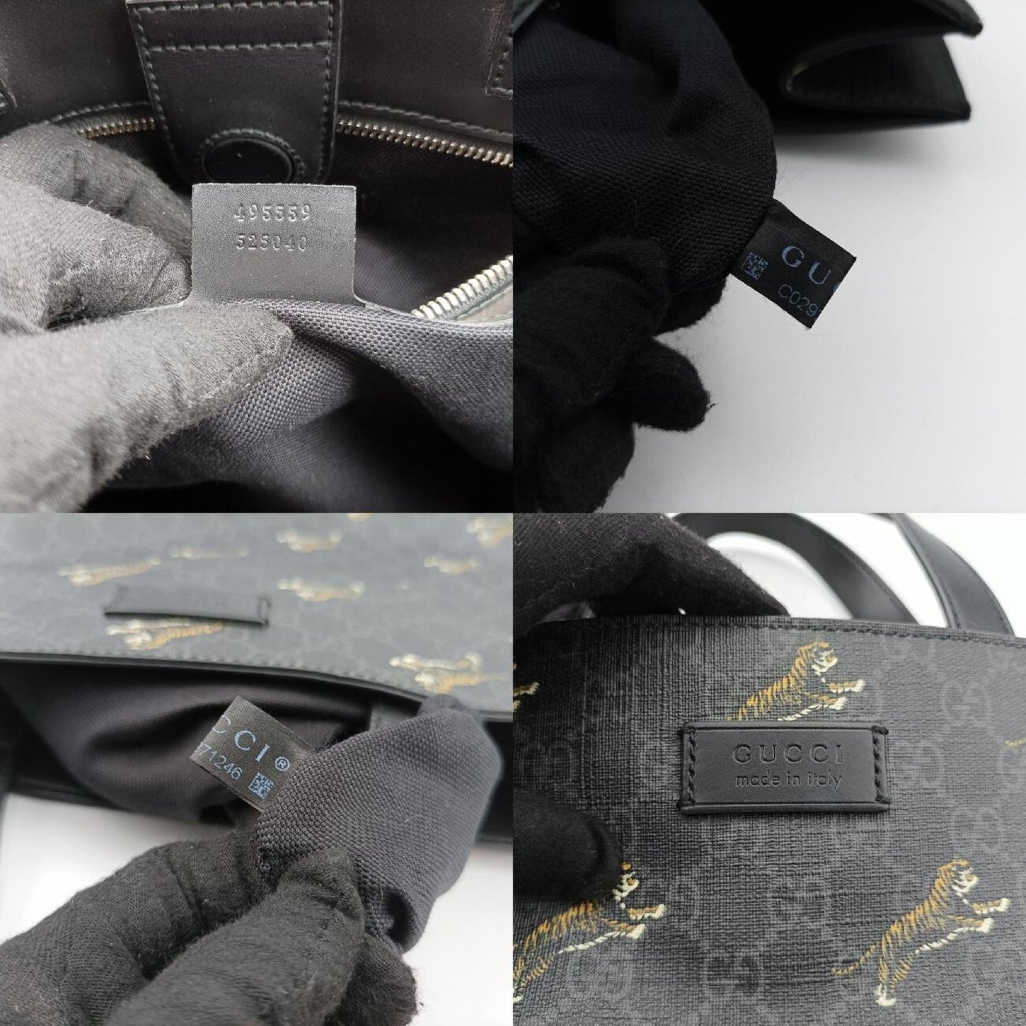GUCCI GG Supreme Tiger Black x Multi PVC Coated Canvas Shoulder Bag 495559C029271246
