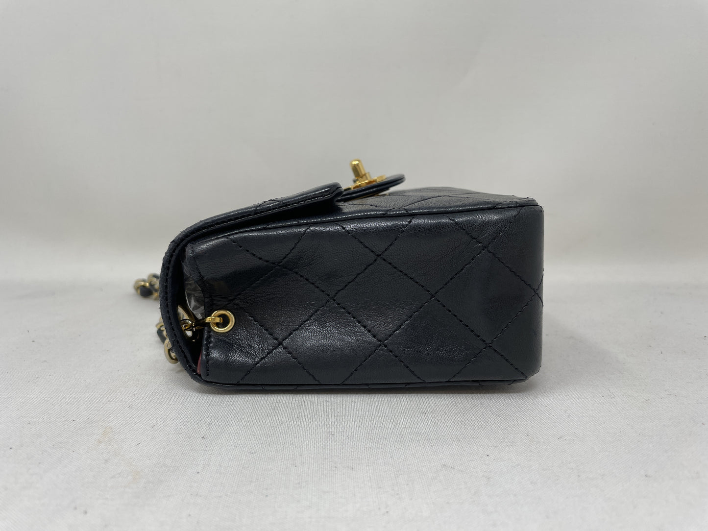 CHANEL Mini Matelasse Lambskin Black Turnlock Shoulder Bag