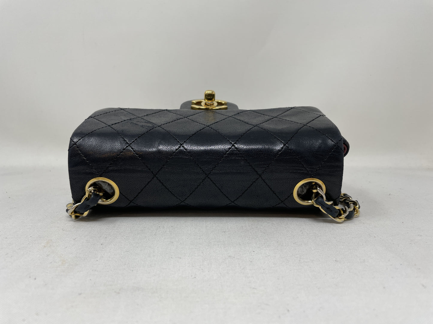 CHANEL Mini Matelasse Lambskin Black Turnlock Shoulder Bag