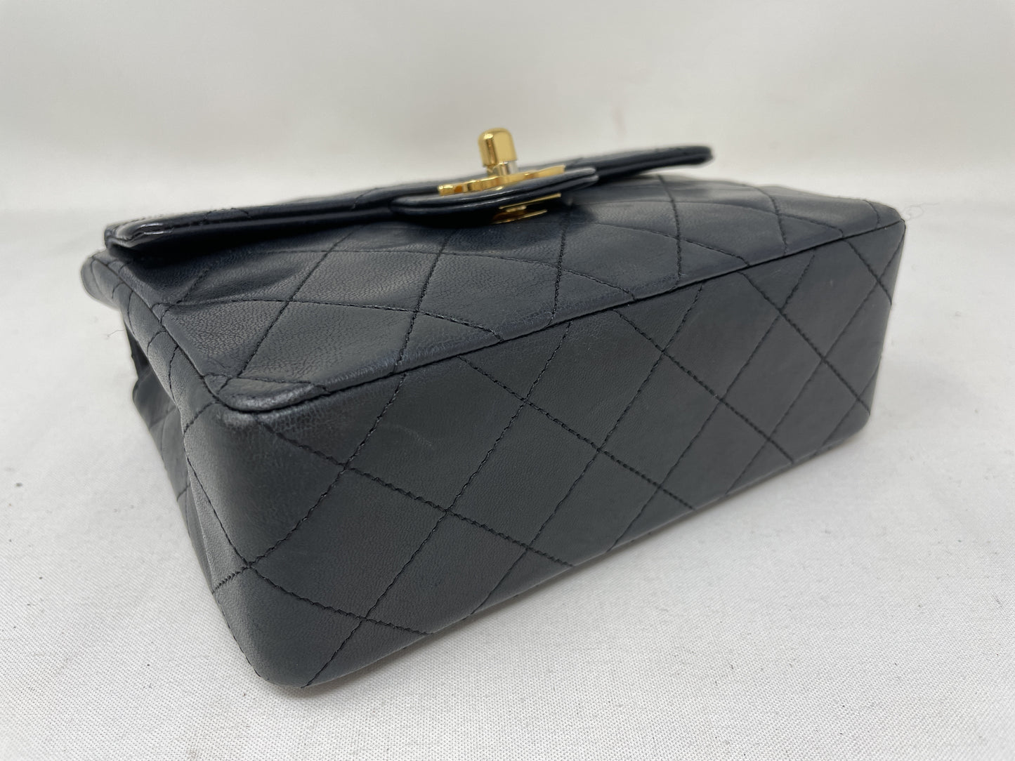 CHANEL Mini Matelasse Lambskin Black Turnlock Shoulder Bag