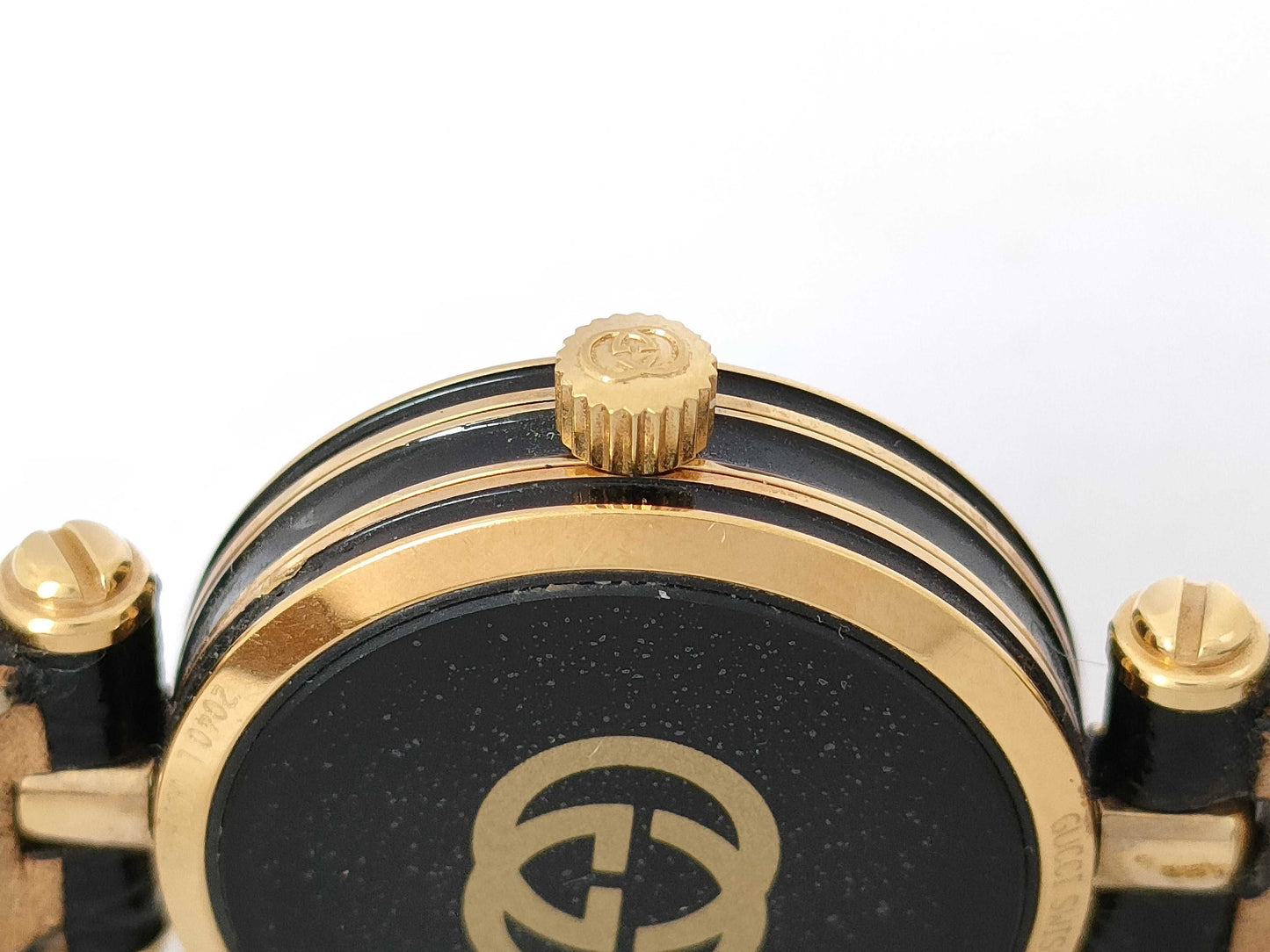 GUCCI GUCCI 2040L S/N 0061688 Round QZ GP/Black/Black Leather 21.5mm 16.5cm Box Women's Watch