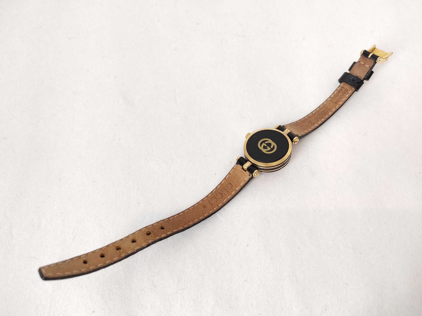 GUCCI GUCCI 2040L S/N 0061688 Round QZ GP/Black/Black Leather 21.5mm 16.5cm Box Women's Watch