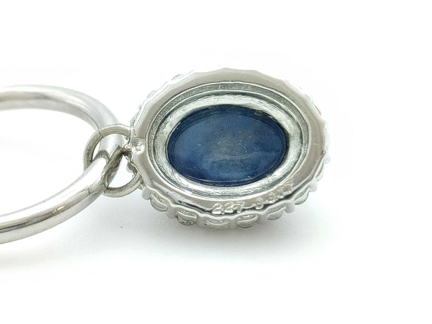 Cabochon Sapphire 2.14/2.27ct D0.16/0.17ct PT900 5.4g Earrings