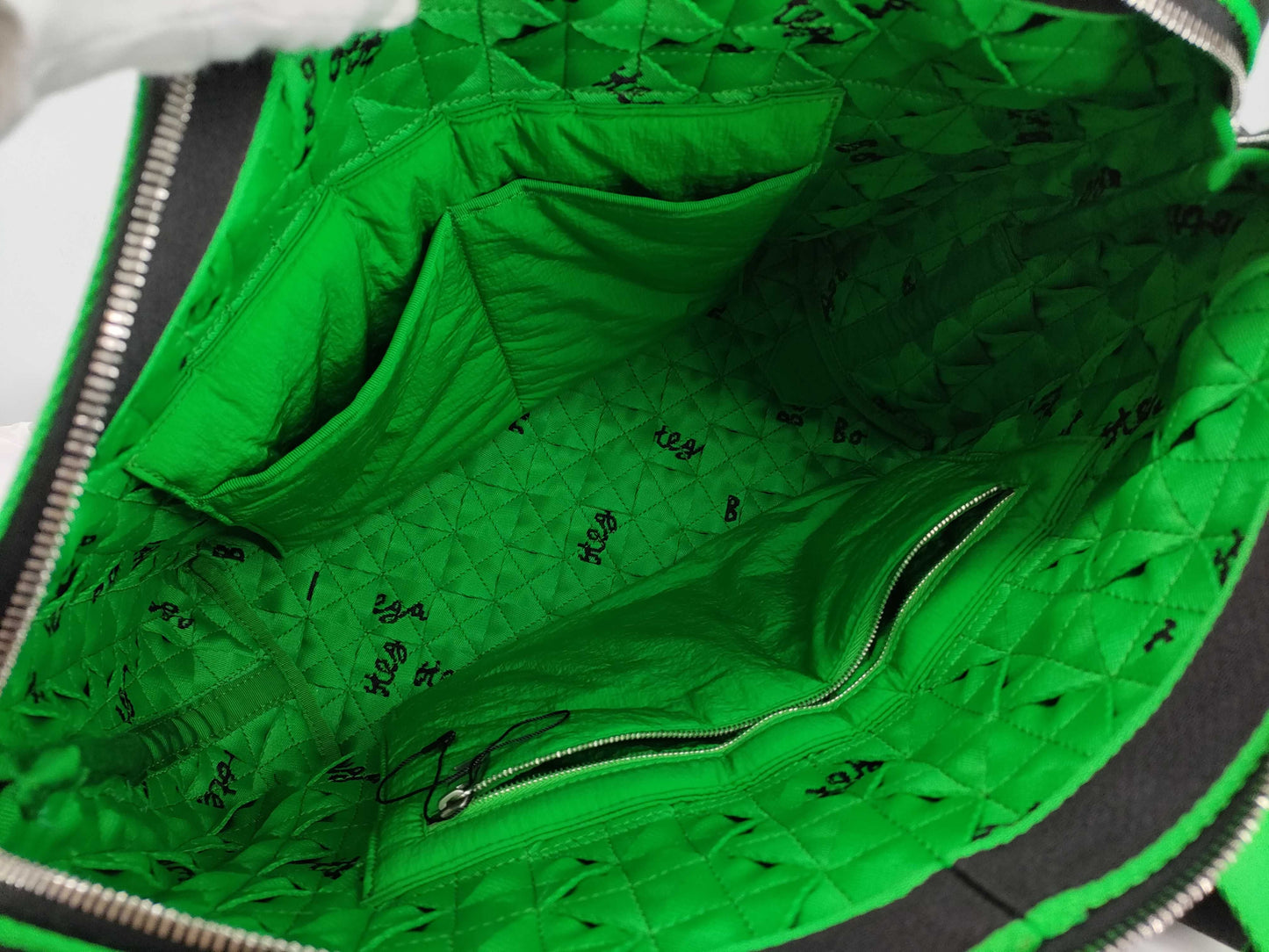 BOTTEGA VENETA Maxi Intrecciato Webbing 2-Way Tote Bag Shoulder Bag Black x Green
