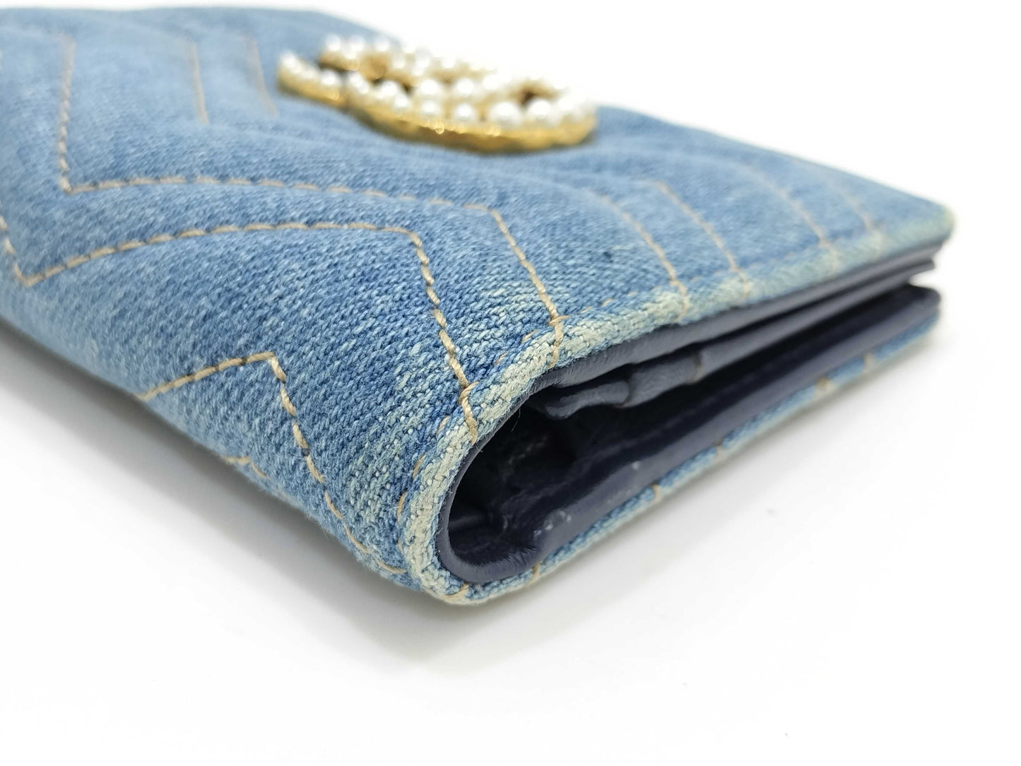 GUCCI Denim GG Marmont Compact Wallet 466492 Wallet