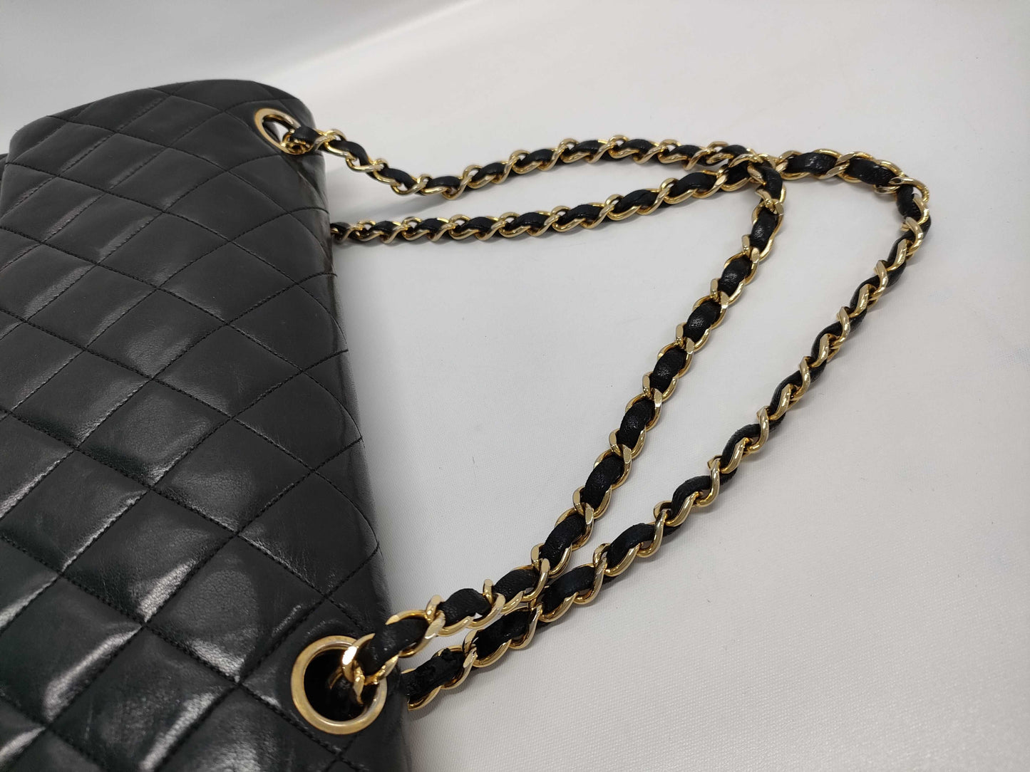 CHANEL V7 CHANEL Matelasse Lambskin Double Flap Chain Shoulder Bag Black