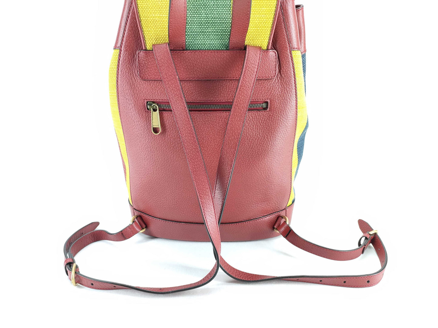GUCCI Baiadera Stripe Backpack Canvas and Leather Backpack