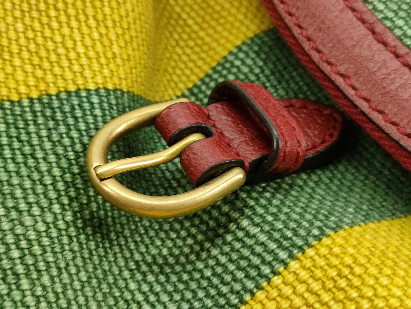 GUCCI Baiadera Stripe Backpack Canvas and Leather Backpack