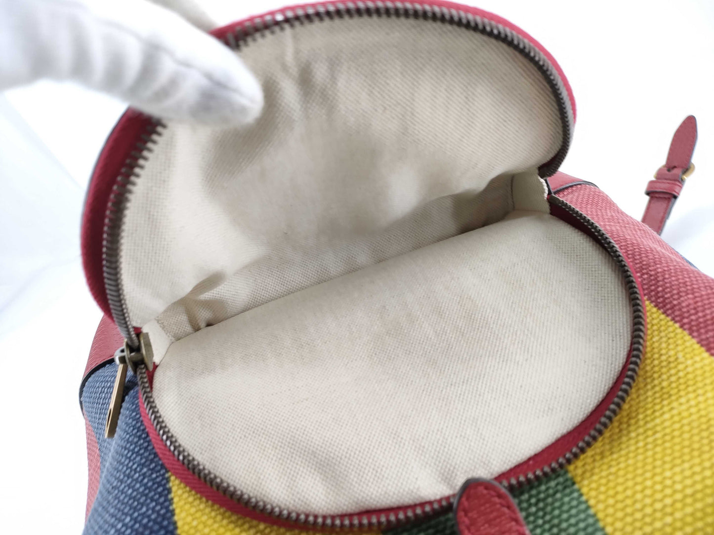 GUCCI Baiadera Stripe Backpack Canvas and Leather Backpack