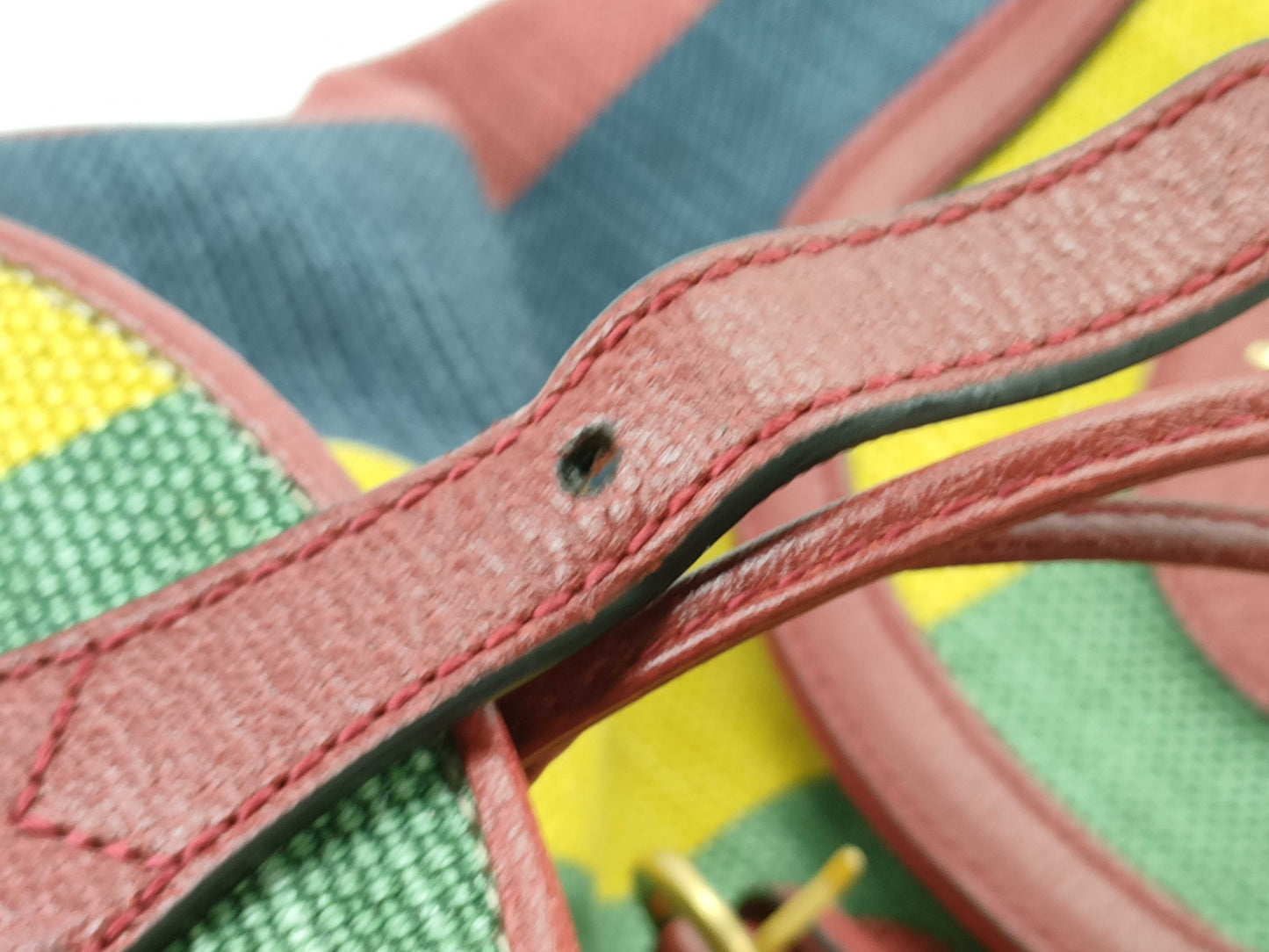 GUCCI Baiadera Stripe Backpack Canvas and Leather Backpack