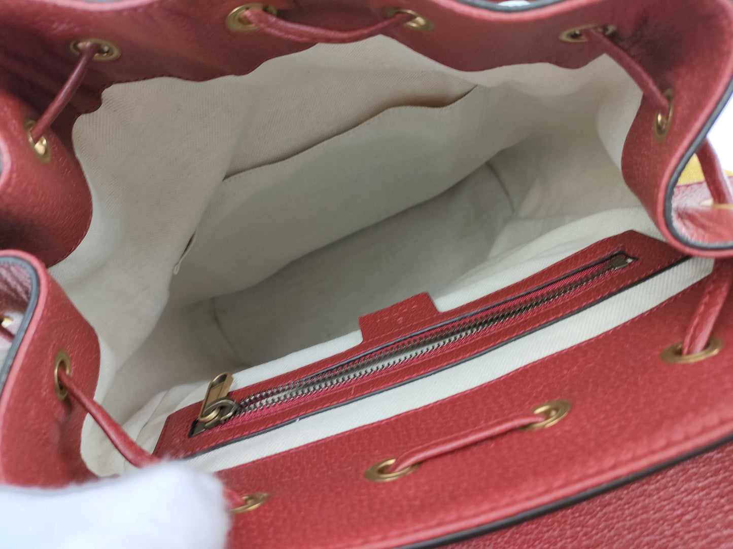 GUCCI Baiadera Stripe Backpack Canvas and Leather Backpack