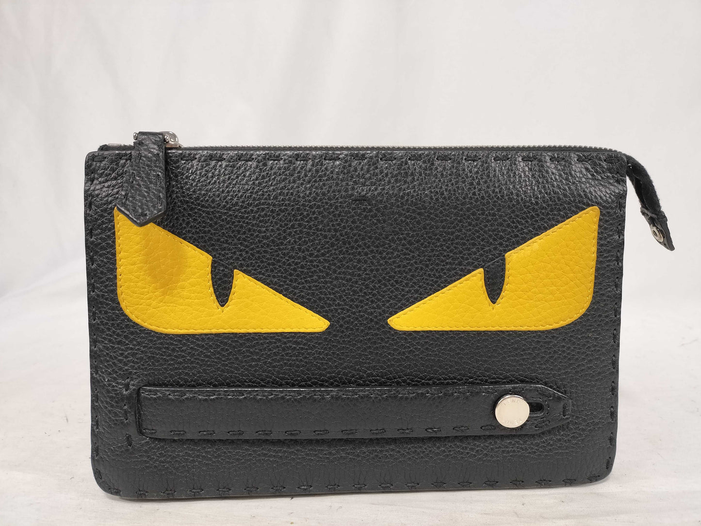 FENDI Monster Bag Bugs Clutch Bag Black with Yellow Eyes
