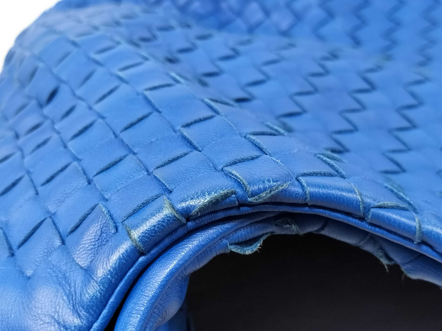 BOTTEGA VENETA Intrecciato Campana Handbag Blue Shoulder Bag