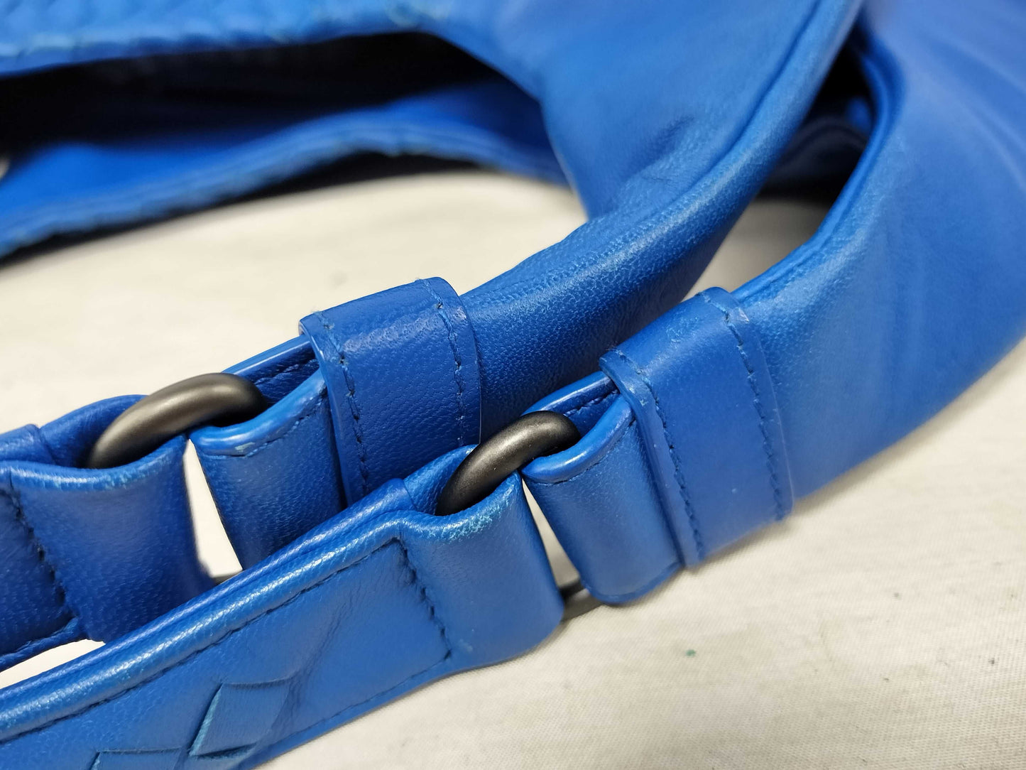 BOTTEGA VENETA Intrecciato Campana Handbag Blue Shoulder Bag