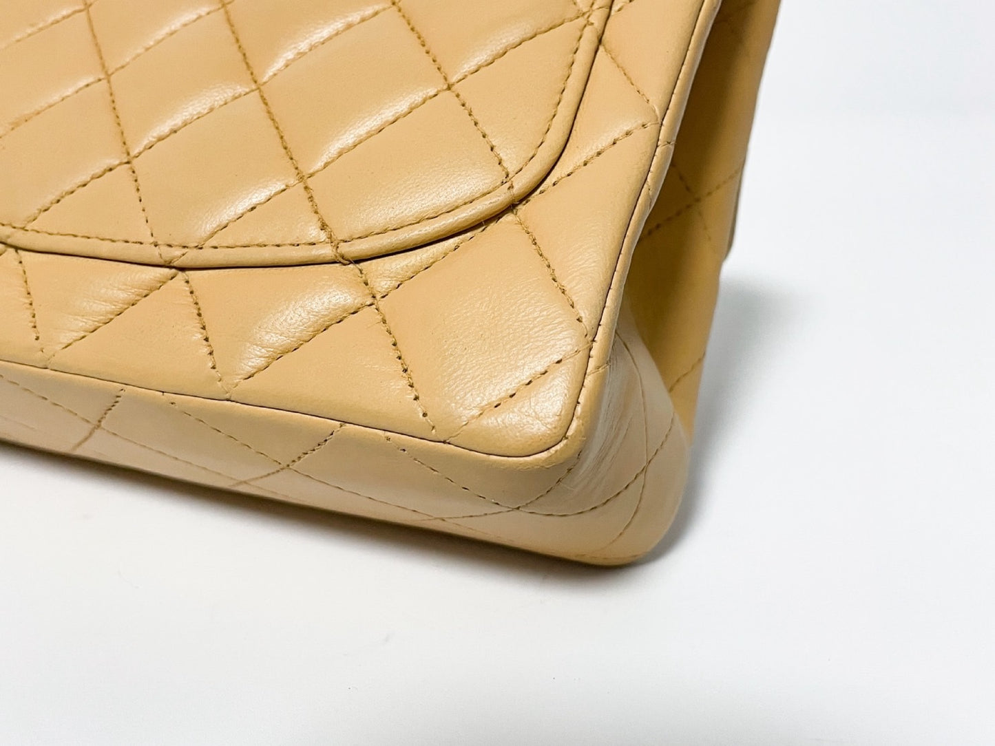 CHANEL Mini Matelasse Lambskin Beige Shoulder Bag with Seal