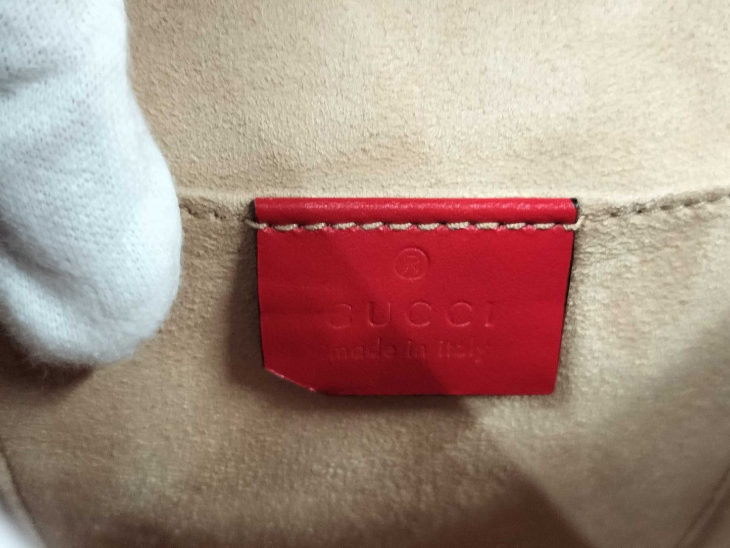 GUCCI 453180 Leather Guccissima Shoulder Bag Red Shoulder Bag