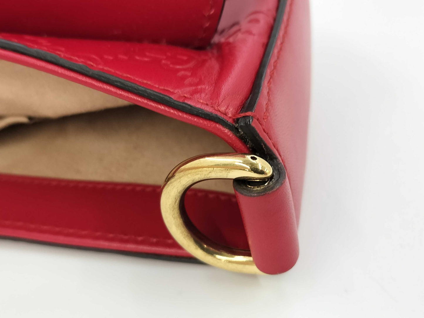 GUCCI 453180 Leather Guccissima Shoulder Bag Red Shoulder Bag