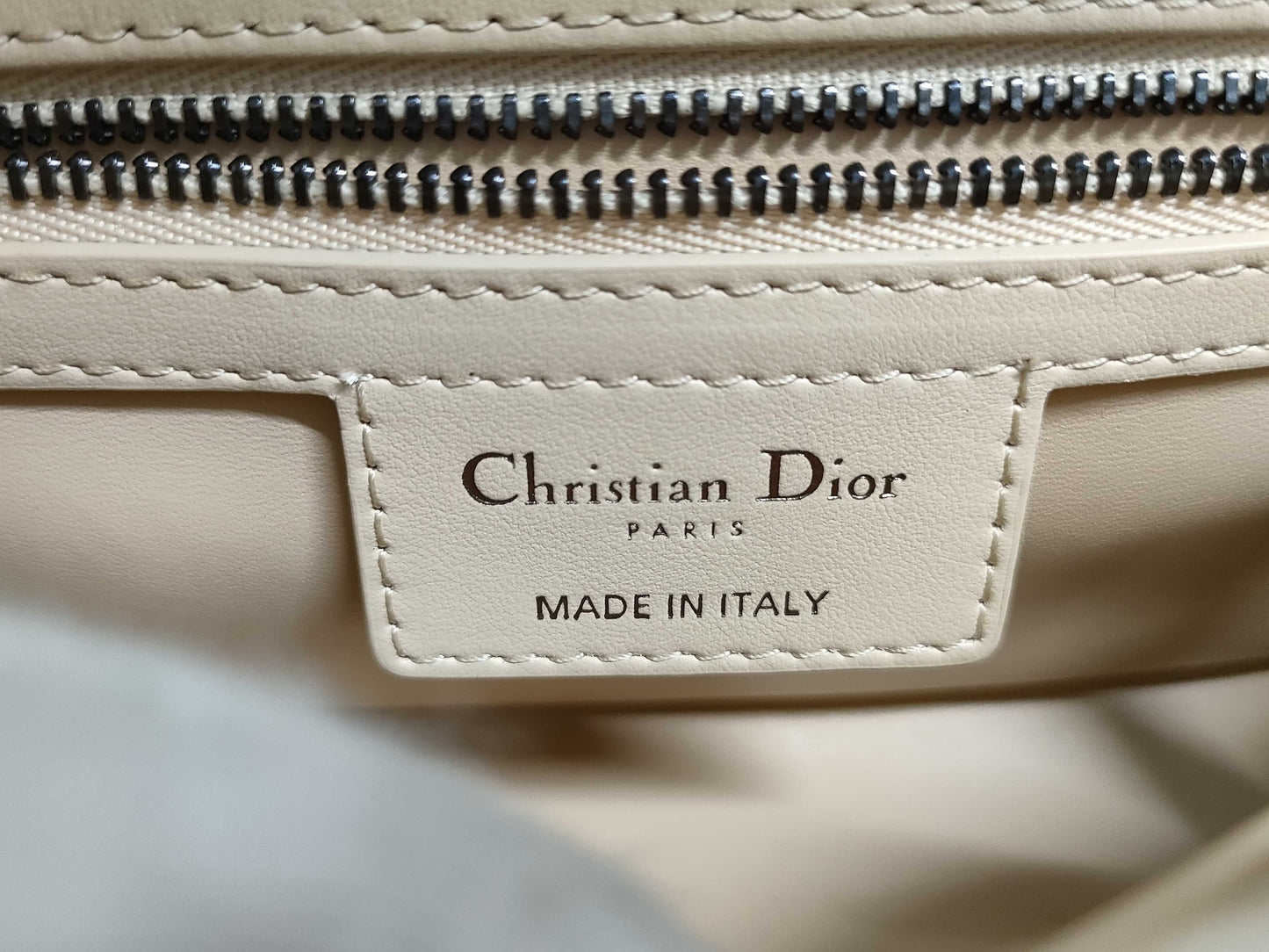 Dior Caro Small Chain Shoulder Bag in Ivory with Black Hardware and Tweed