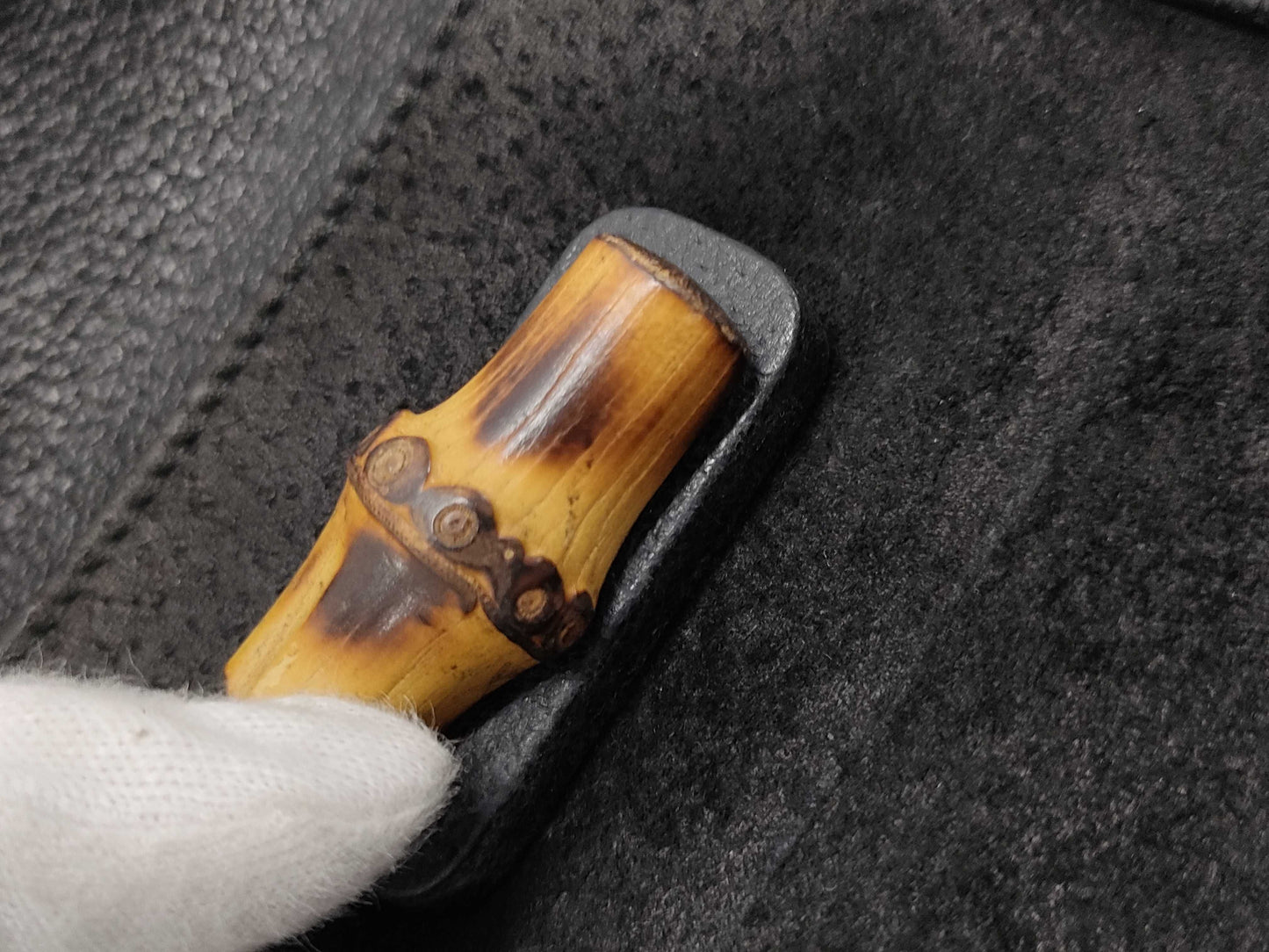 GUCCI Suede Bamboo Black Backpack