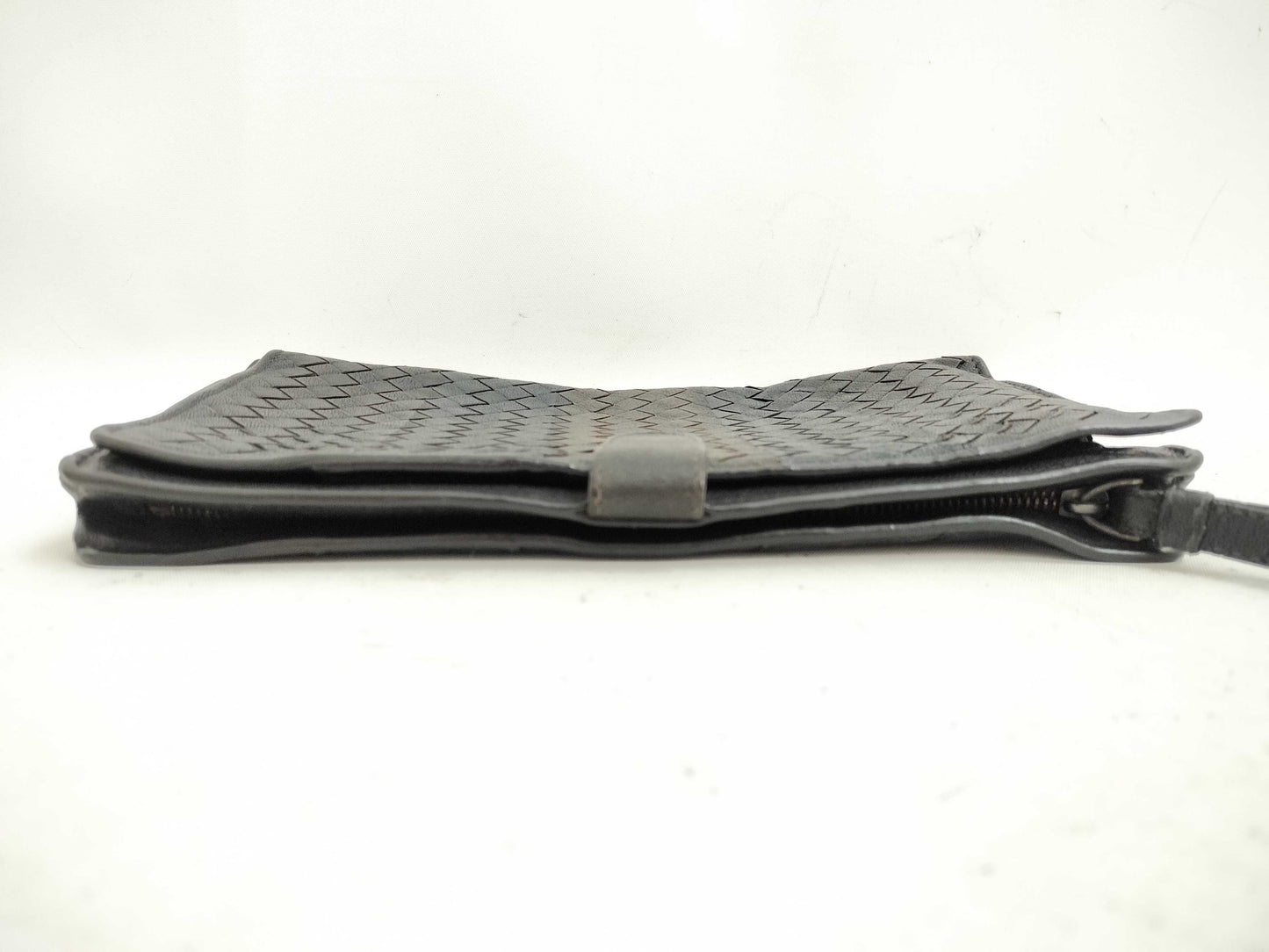BOTTEGA VENETA Intrecciato Clutch Bag Long Wallet Leather Navy Khaki Wallet