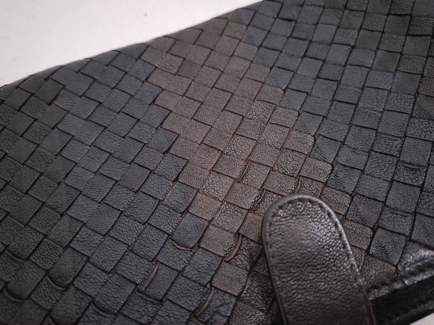 BOTTEGA VENETA Intrecciato Clutch Bag Long Wallet Leather Navy Khaki Wallet