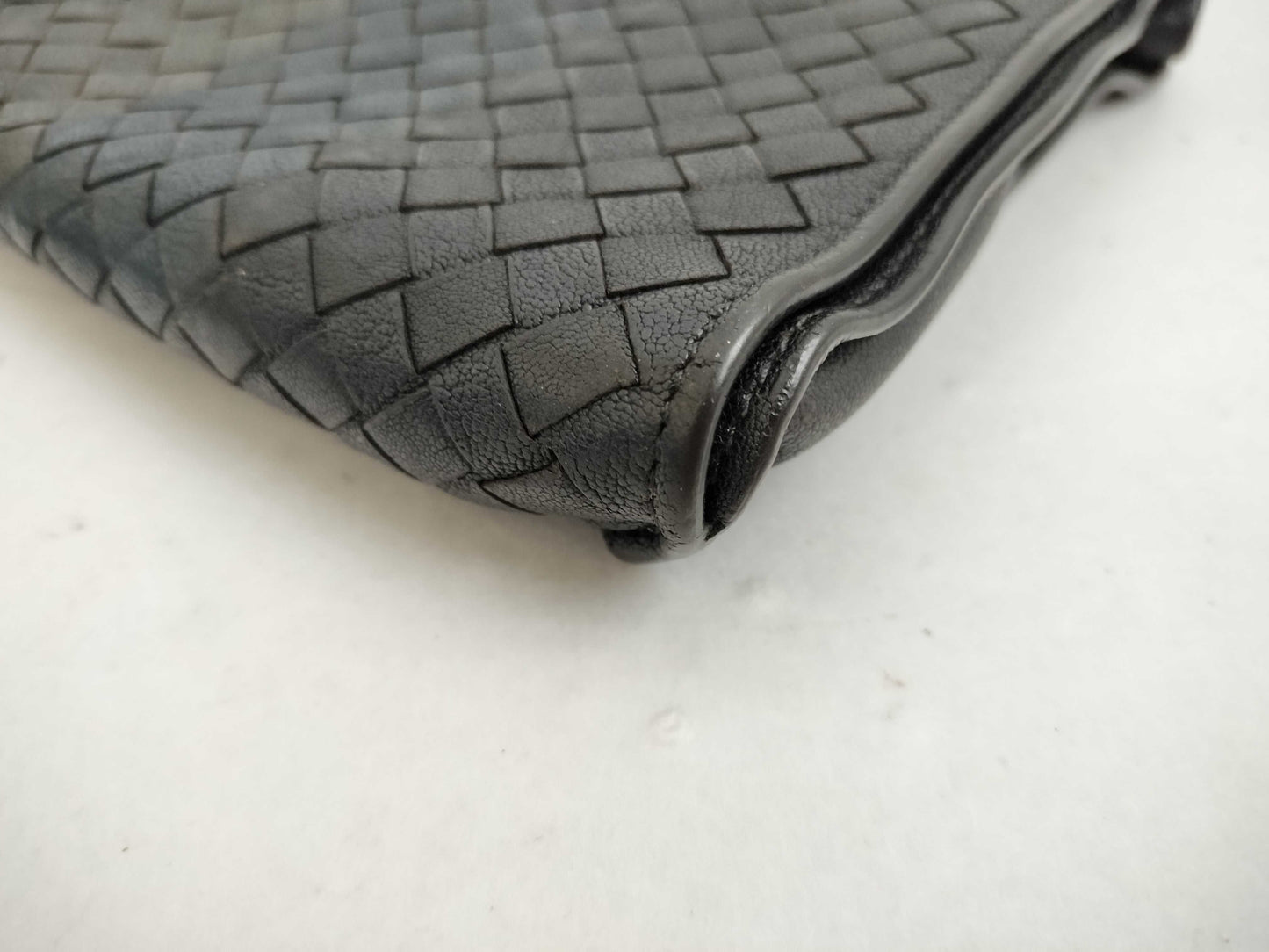 BOTTEGA VENETA Intrecciato Clutch Bag Long Wallet Leather Navy Khaki Wallet