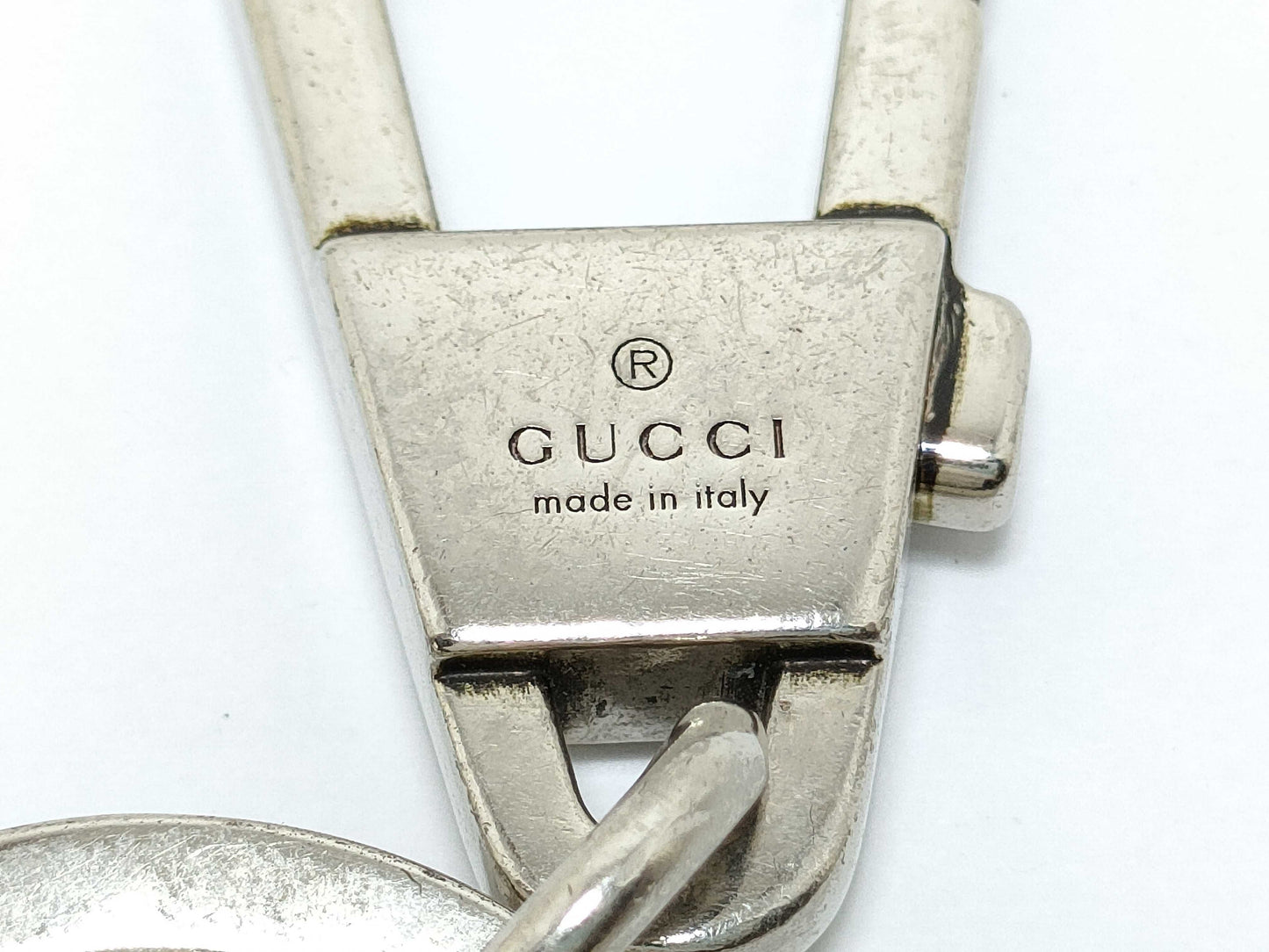 GUCCI GG Embossed Key Ring Leather Black Key Case/Key Holder