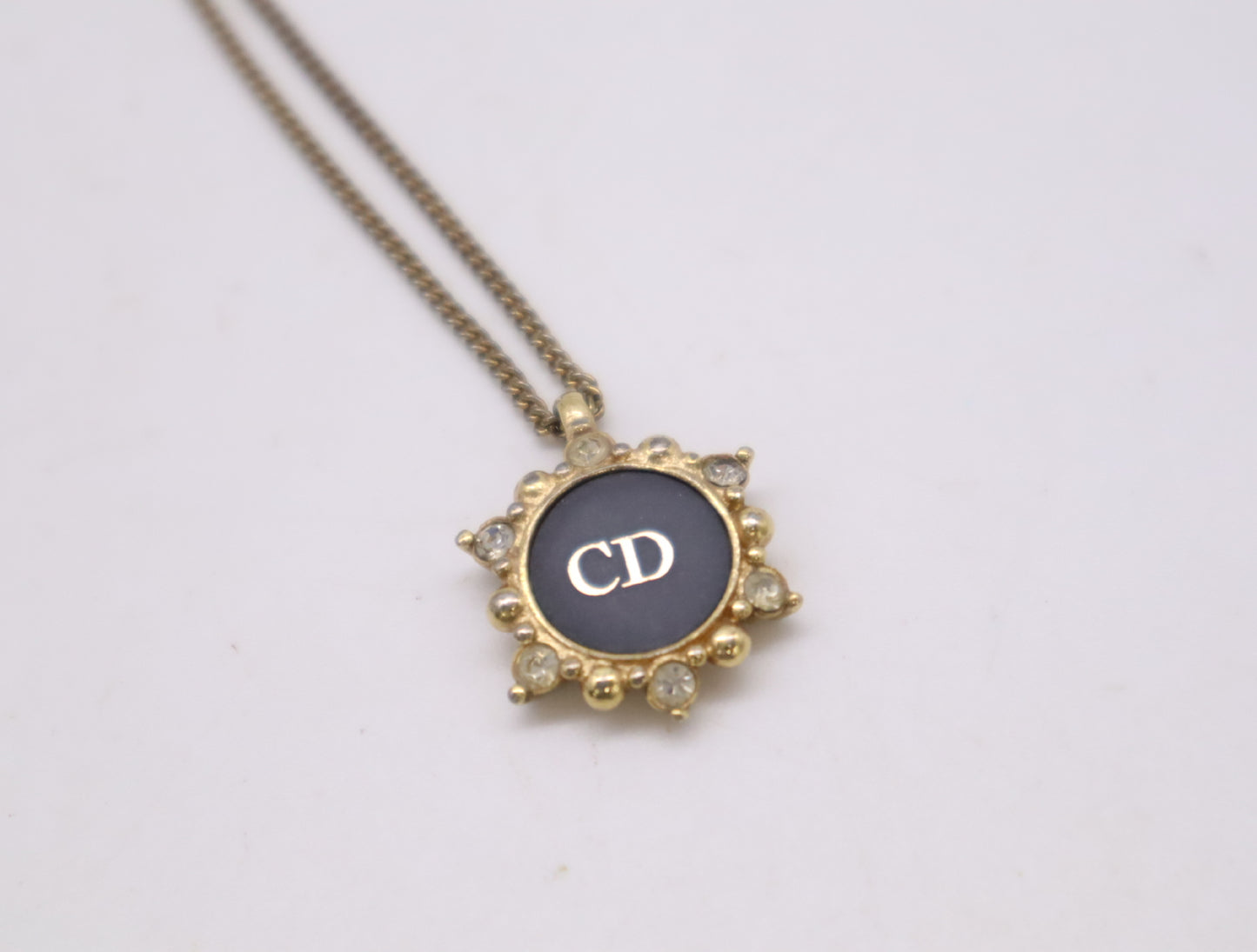 Dior GP Rhinestone CD Logo Necklace in Gold and Black
