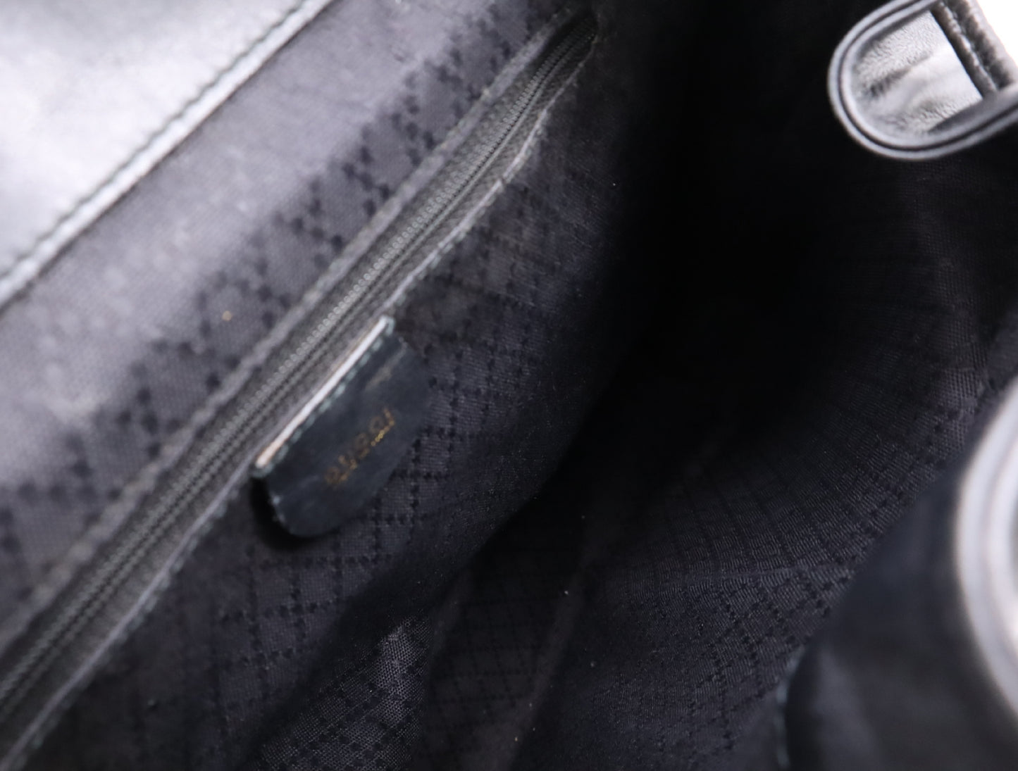 GUCCI 003.58.0016 Leather Bamboo Backpack Black Backpack