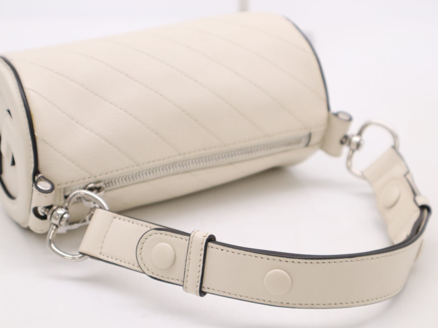 GUCCI 760170 Blondie Leather Shoulder Bag in White with Dust Bag