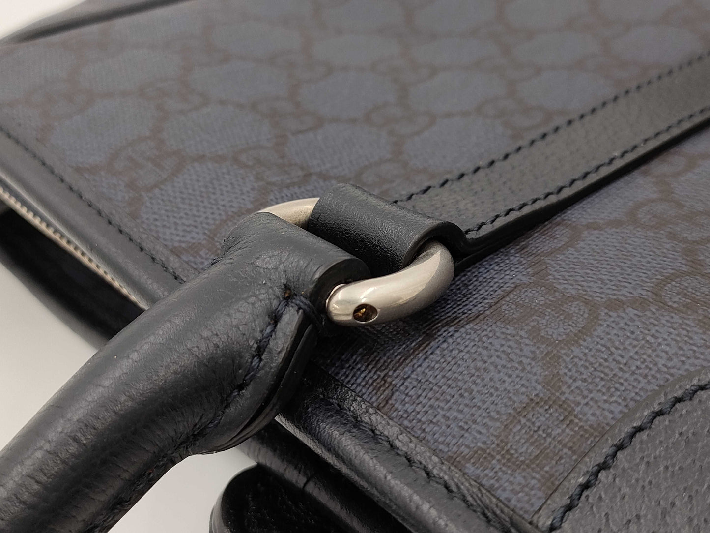 GUCCI Double G 2-Way Medium Tote Bag GG Supreme Blue Handbag