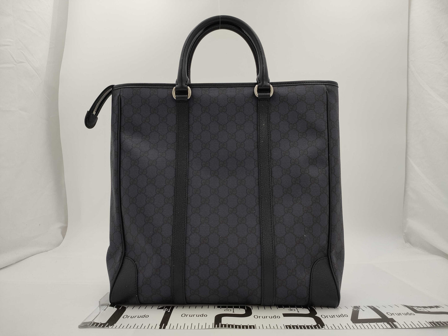 GUCCI Double G 2-Way Medium Tote Bag GG Supreme Blue Handbag