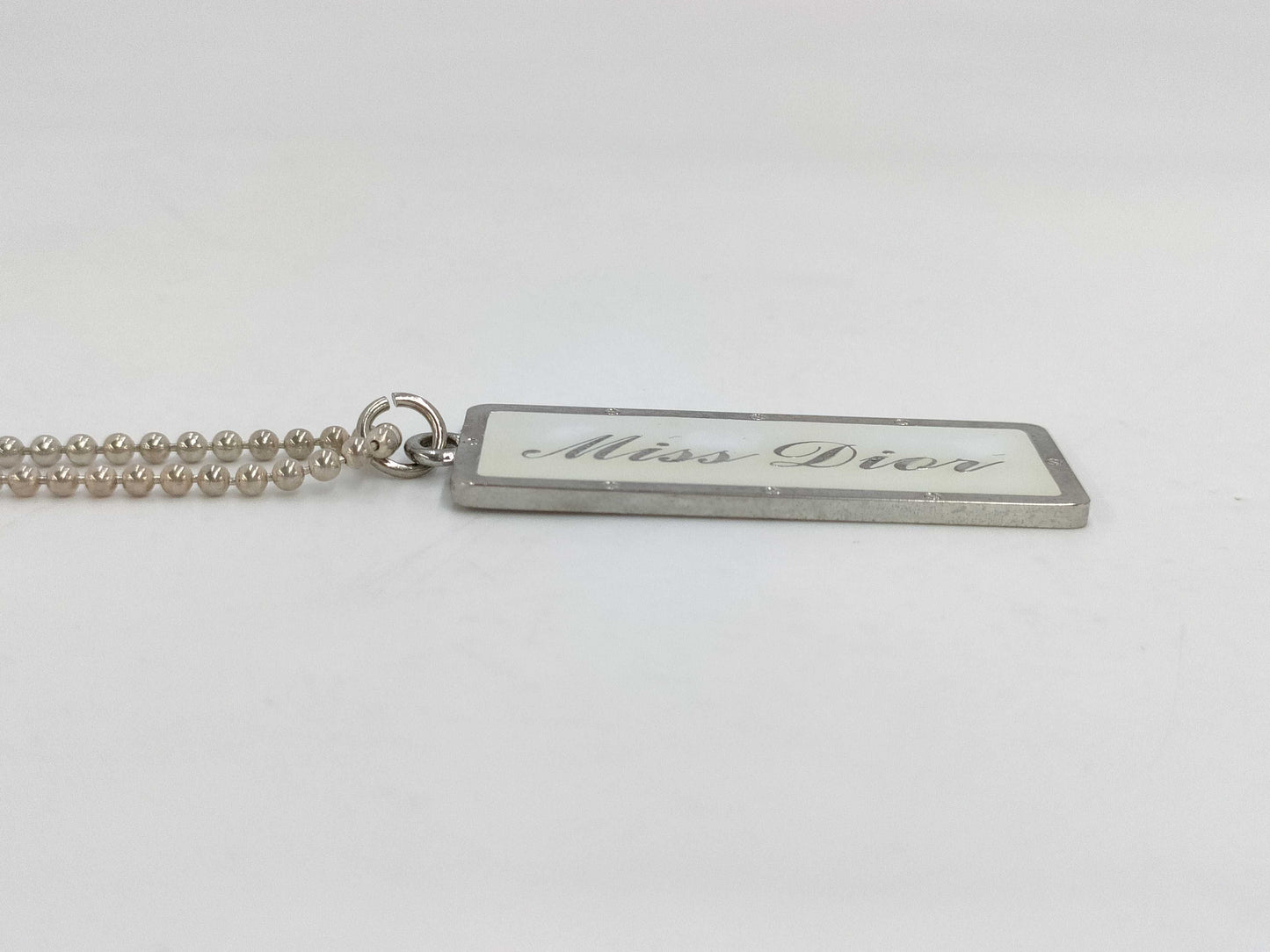 Dior Silver Bar Ball Chain Necklace