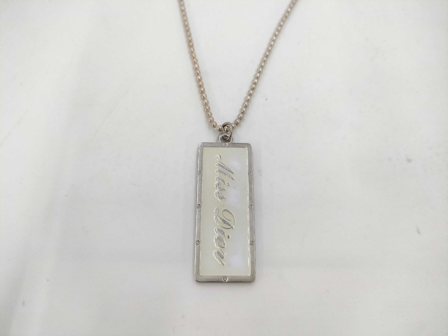 Dior Silver Bar Ball Chain Necklace