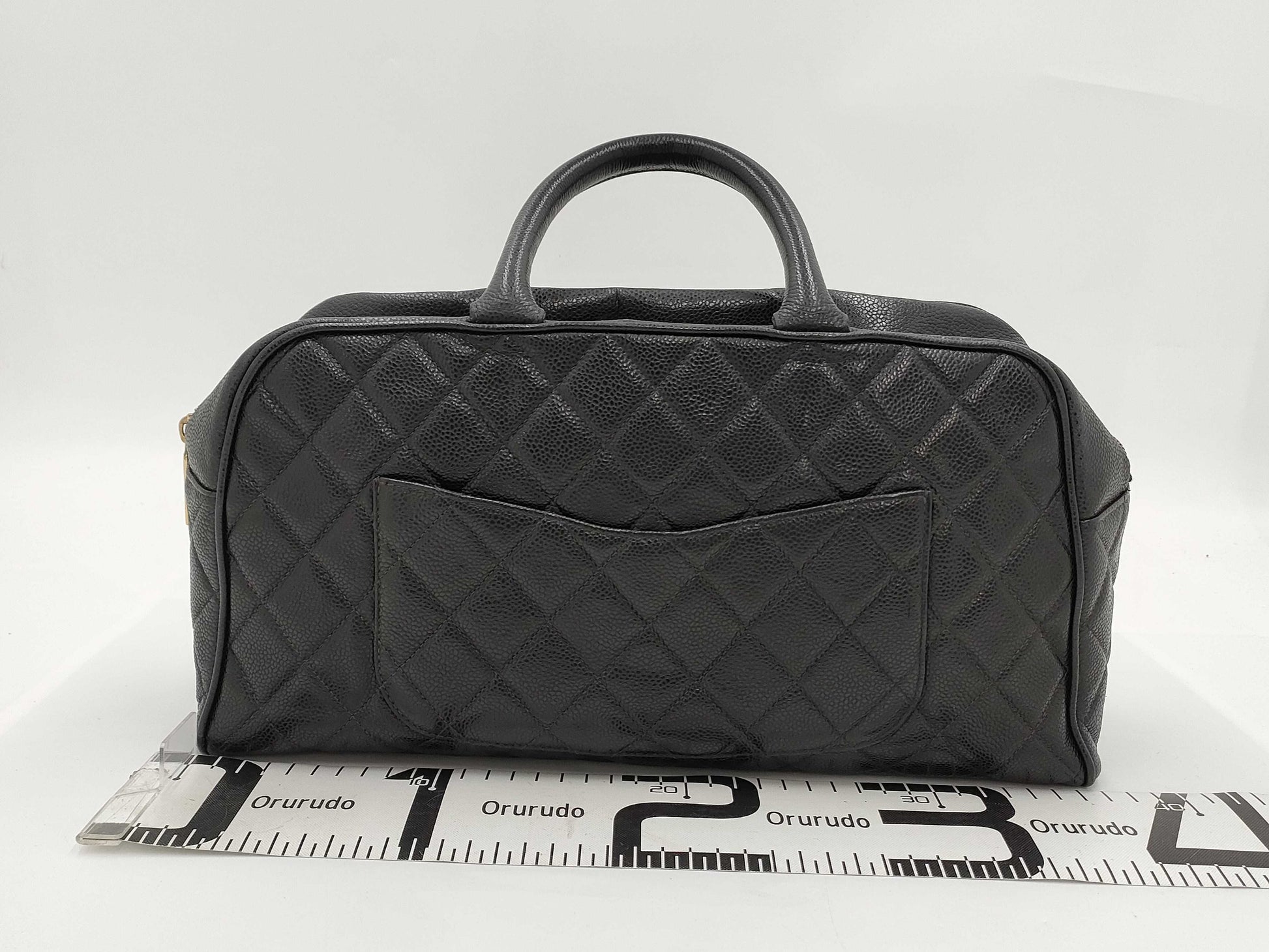 CHANEL Caviar Skin Mini Boston Bag Black Boston Bag