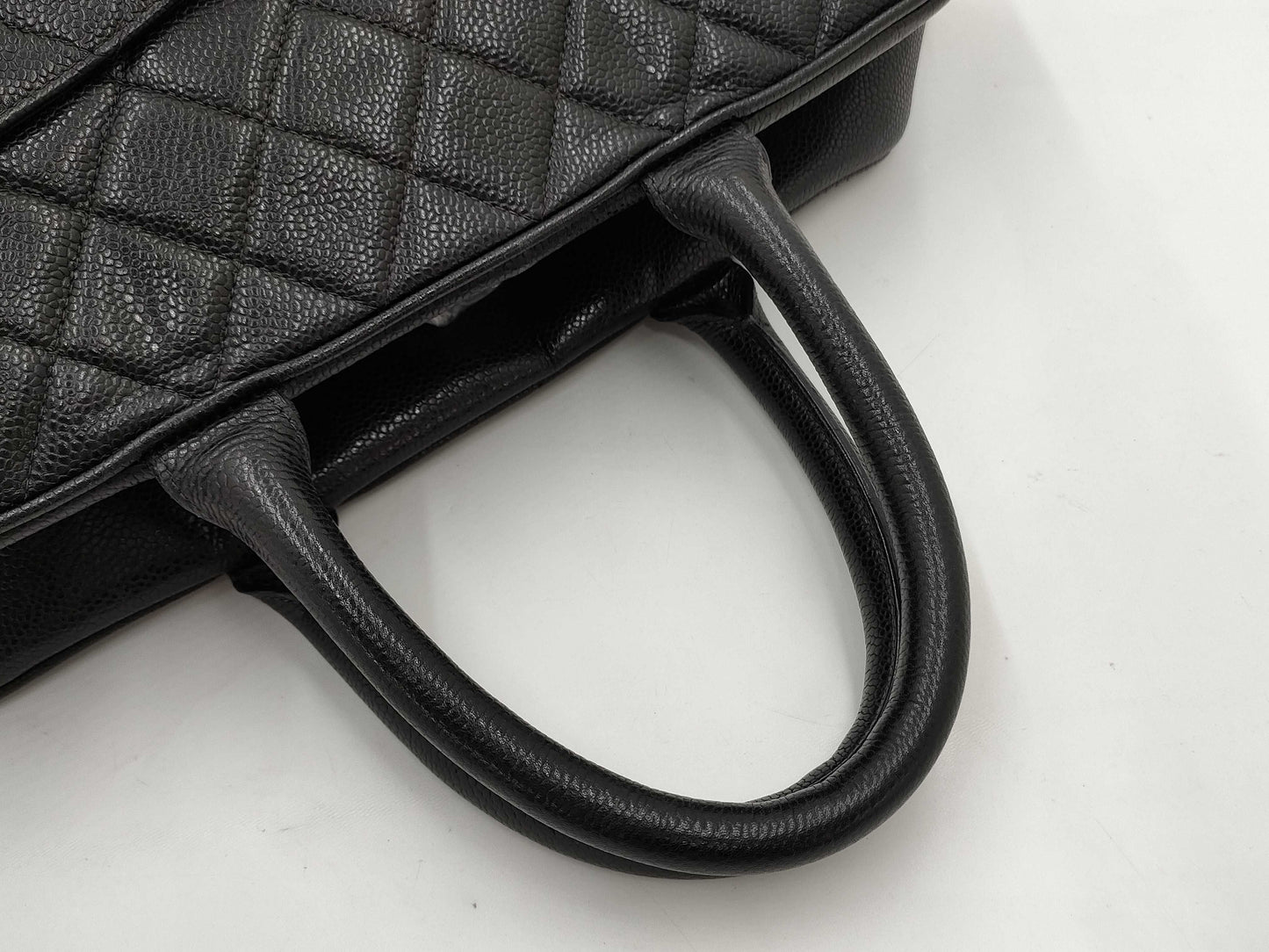 CHANEL Caviar Skin Mini Boston Bag Black Boston Bag