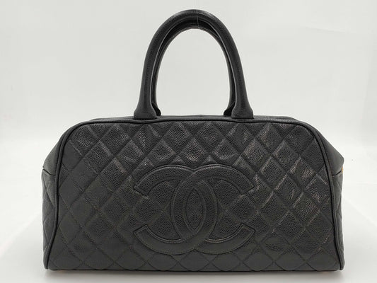 CHANEL Caviar Skin Mini Boston Bag Black Boston Bag