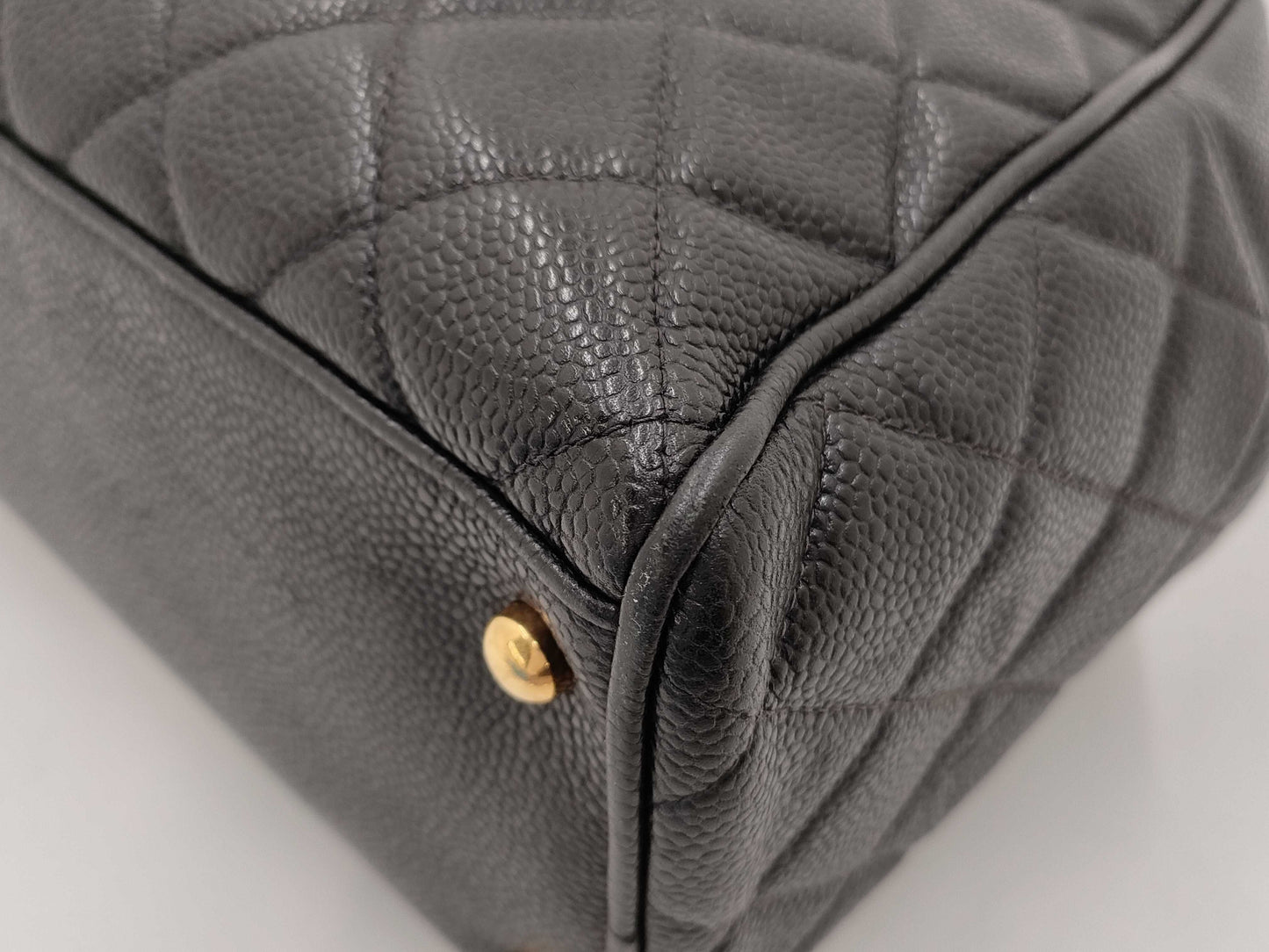CHANEL Caviar Skin Mini Boston Bag Black Boston Bag