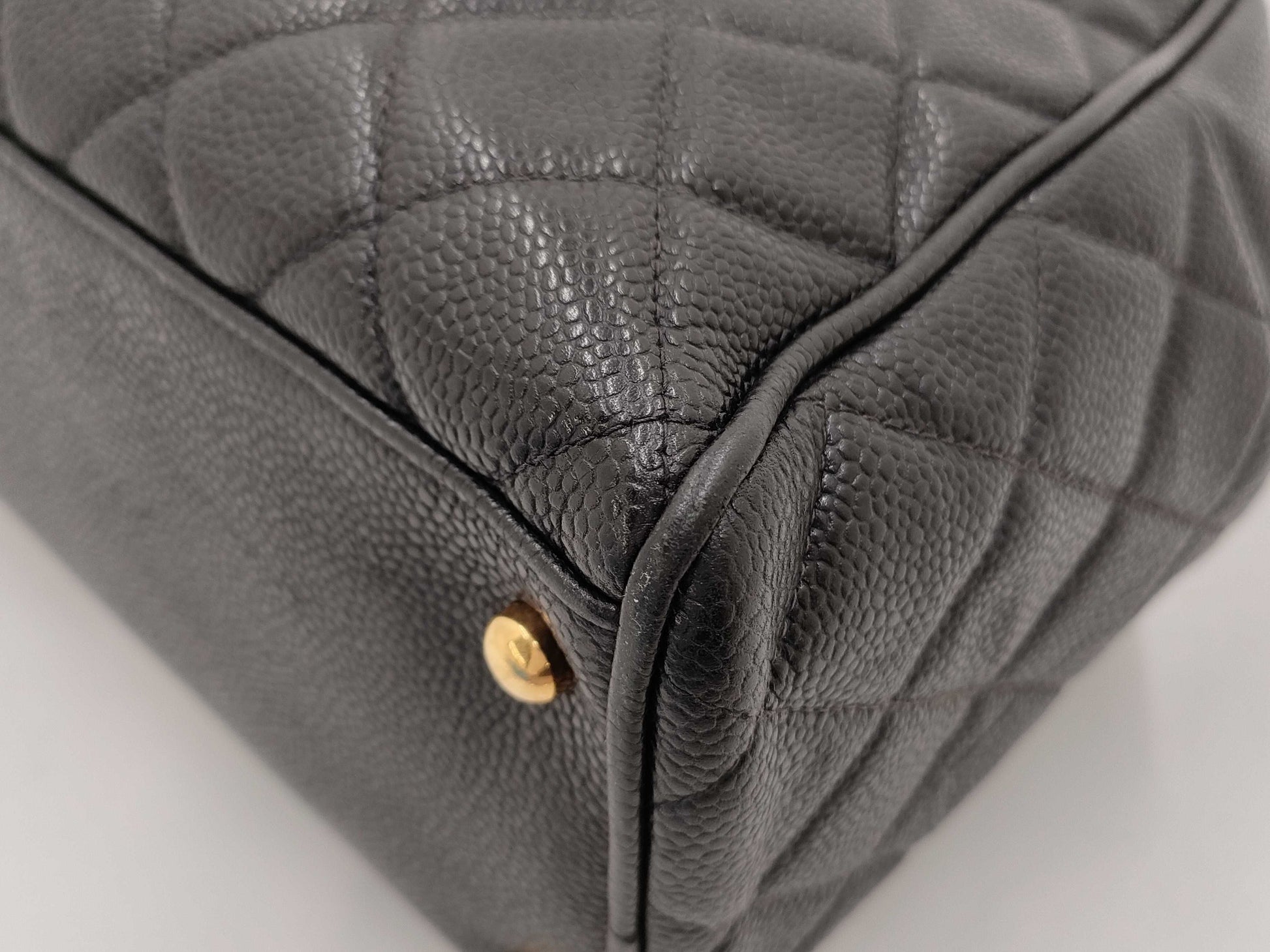 CHANEL Caviar Skin Mini Boston Bag Black Boston Bag