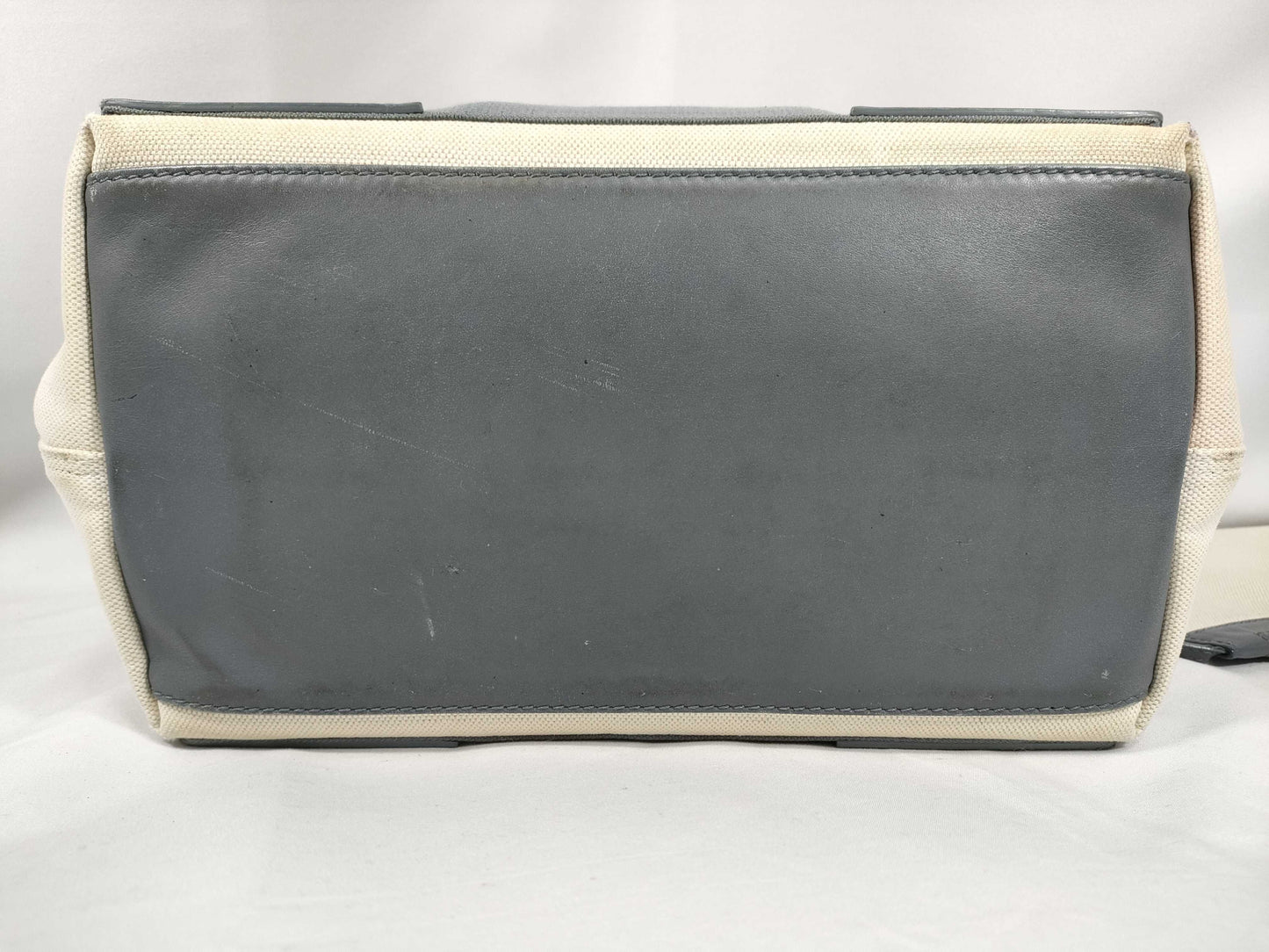 BALENCIAGA Navy Cabas Canvas and Leather Tote Bag, Black and White, 339936, Handbag