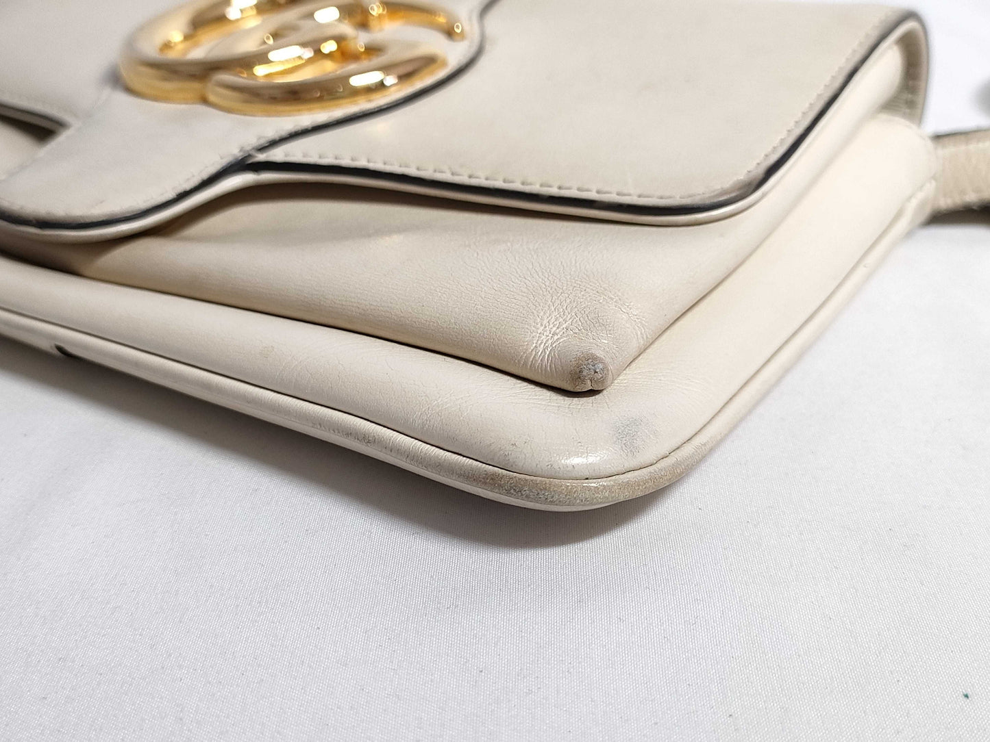 GUCCI Ally Leather Shoulder Bag White 550129 Shoulder Bag