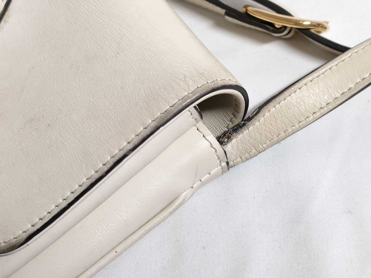GUCCI Ally Leather Shoulder Bag White 550129 Shoulder Bag