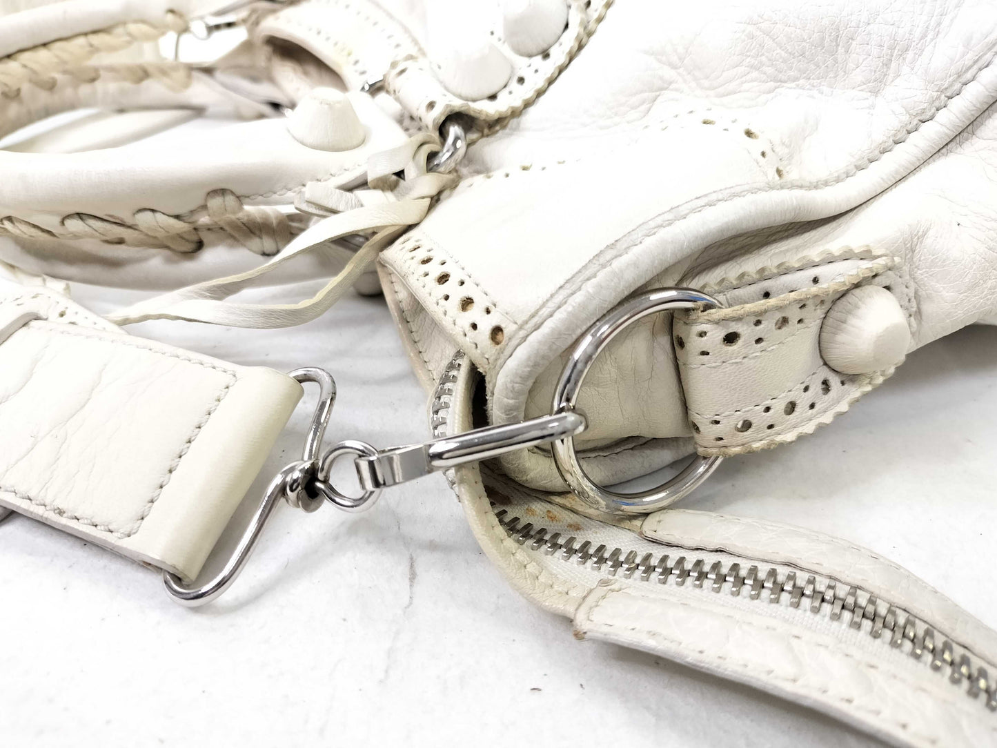 BALENCIAGA The Giant City Leather 2-Way Bag 258044 with Strap, Stained Handbag