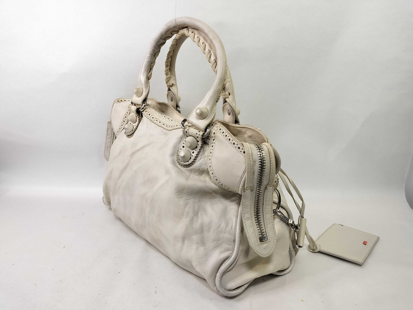 BALENCIAGA The Giant City Leather 2-Way Bag 258044 with Strap, Stained Handbag