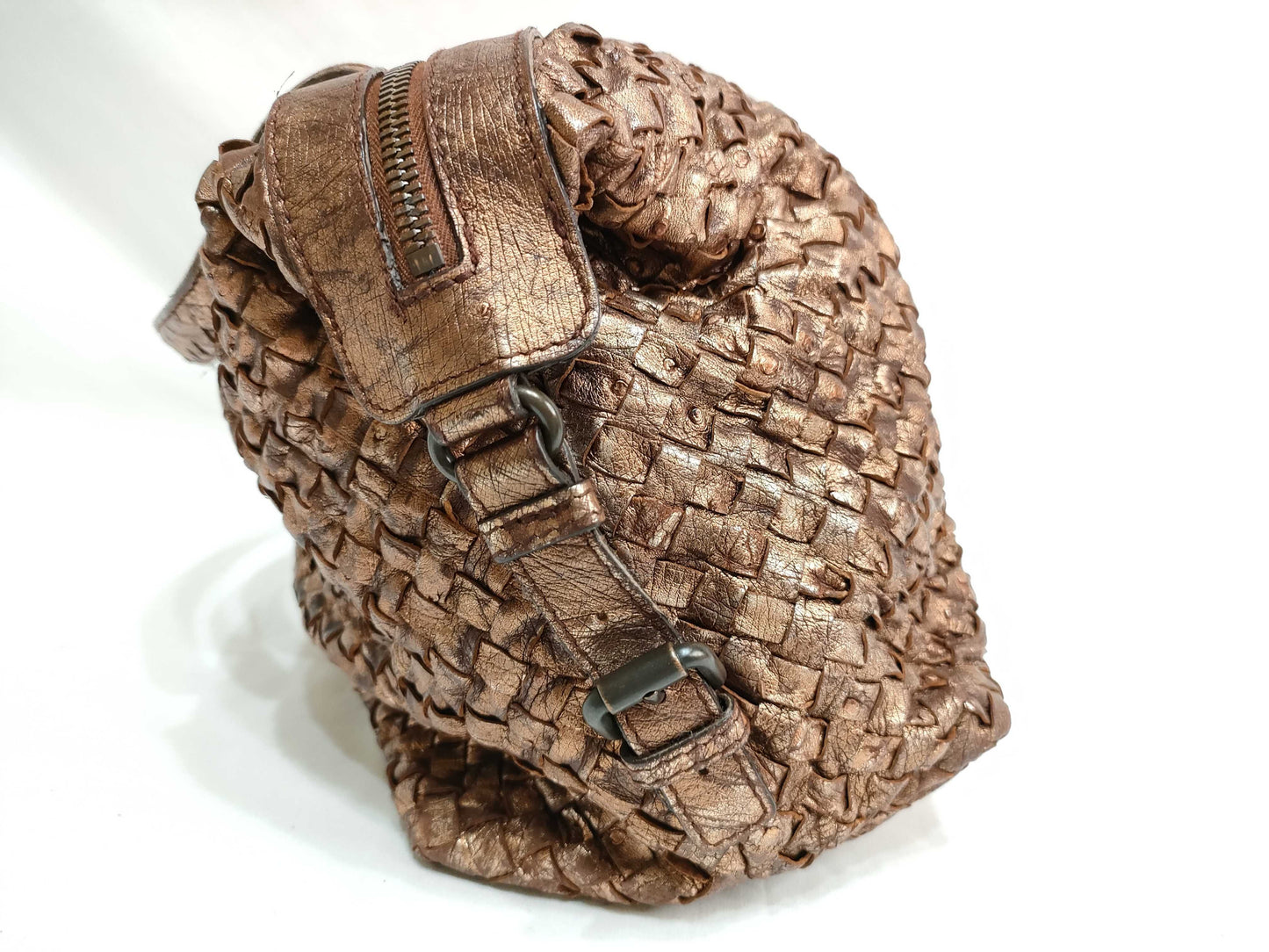 BOTTEGA VENETA Intrecciato PH - Bottega Veneta Metallic Shoulder Bag 32cm Handbag