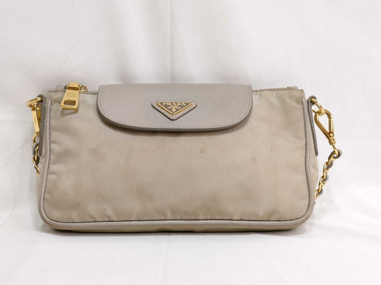 PRADA Nylon PH-Prada Tessuto Nylon Saffiano Crossbody Bag Talco Nylon Shoulder Bag