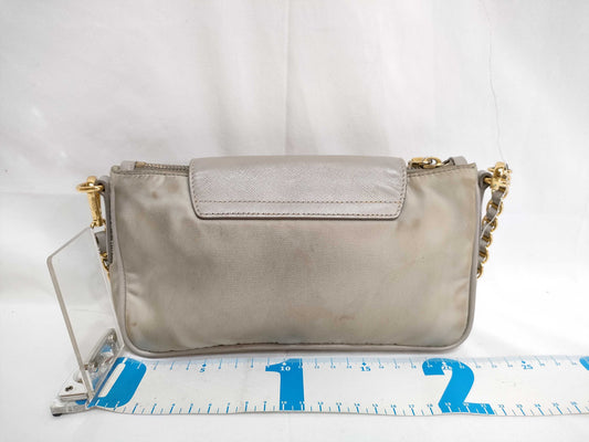 PRADA Nylon PH-Prada Tessuto Nylon Saffiano Crossbody Bag Talco Nylon Shoulder Bag
