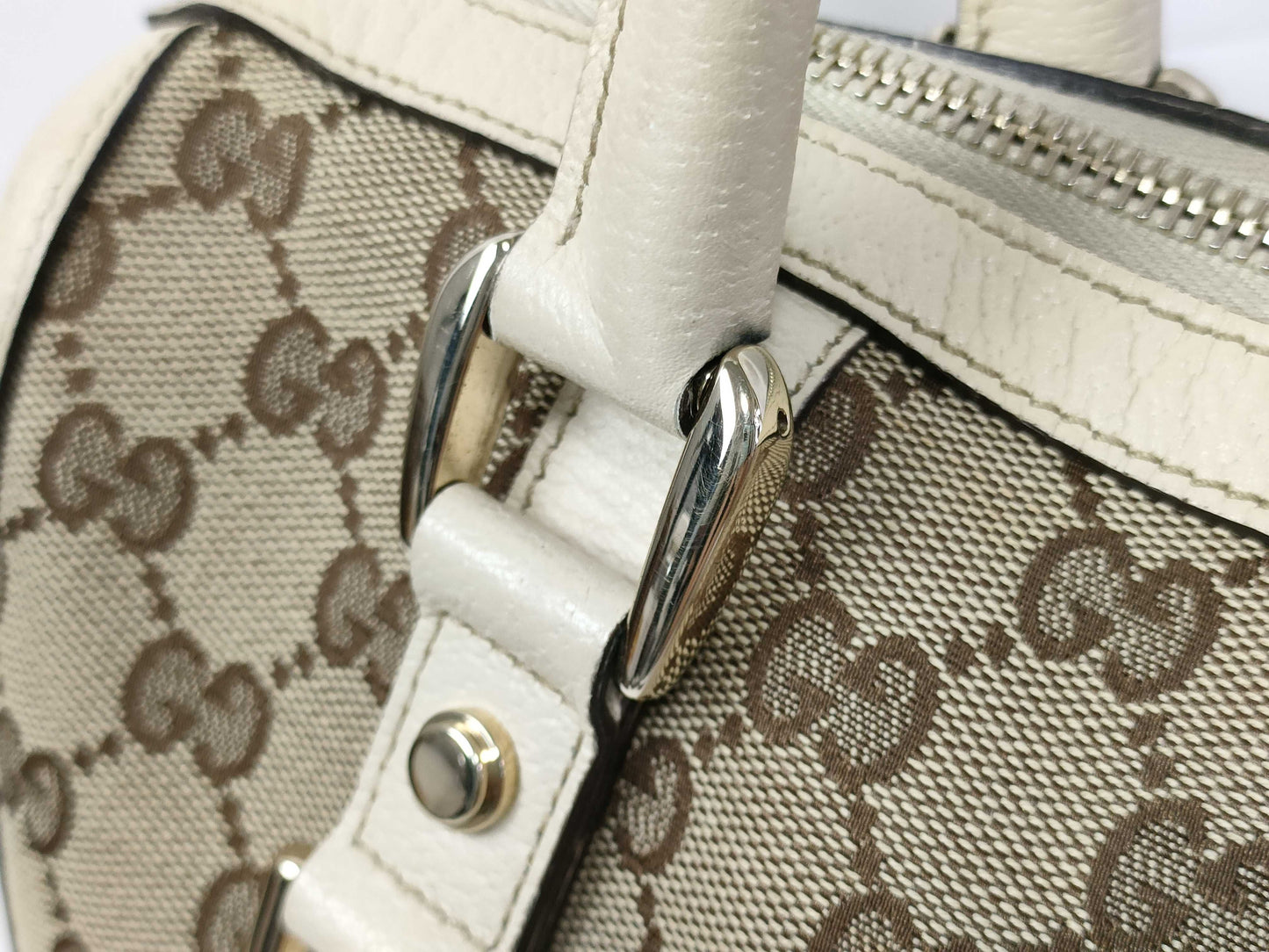 GUCCI GG Canvas Canvas and Leather Shoulder Bag Brown and Beige 130942 Handbag